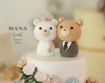 bear wedding cake topper,bride and groom cake topper,handmade couple cake topper,custom wedding cake topper,birthday cake topper,anniversary