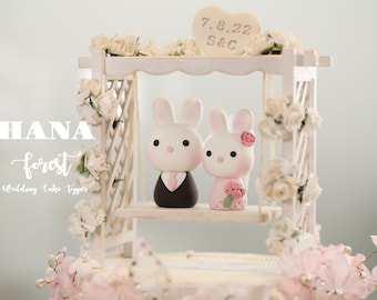 bunny wedding cake topper,bride and groom cake topper,rabbit wedding cake topper,custom wedding cake topper,birthday cake topper,anniversary
