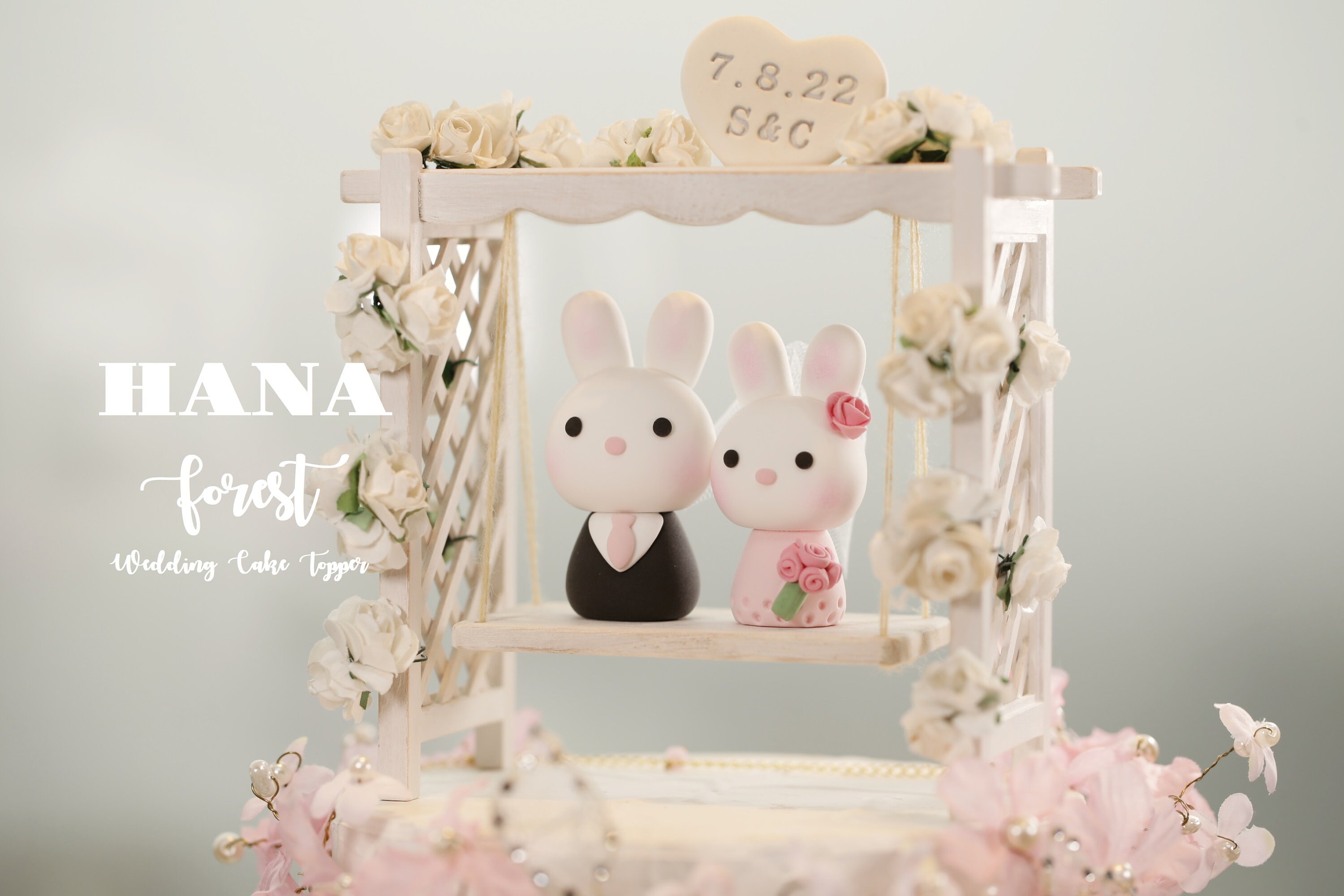 bunny wedding cake topper,bride and groom cake topper,rabbit wedding cake topper,custom wedding cake topper,birthday cake topper,anniversary