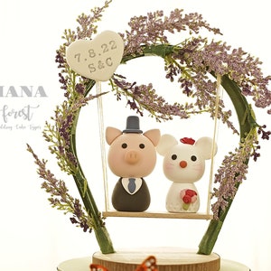 pig and mouse wedding cake topper,rat and piggy cake topper,piglet and mice cake topper,birthday cake topper,Chiness Zodiace cake topper