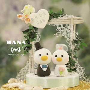 duck wedding cake topper,bride and groom cake topper,handmade couple cake topper,custom wedding cake topper,birthday cake topper,anniversary