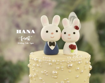 bunny wedding cake topper,bride and groom cake topper,rabbit wedding cake topper,custom wedding cake topper,birthday cake topper,anniversary