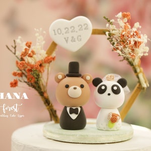Panda und Bär Hochzeitstorte,Brautpaar Torten,Panda Eisbär Tortendeko,Kuchen Topper,Geburtstag Torte Topper