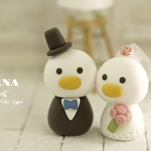 duck wedding cake topper,bride and groom cake topper,handmade couple cake topper,custom wedding cake topper,birthday cake topper,anniversary