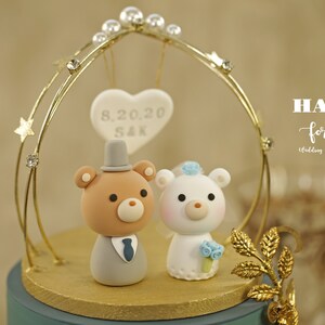 bear wedding cake topper,bride and groom cake topper,handmade couple cake topper,custom wedding cake topper,birthday cake topper,anniversary