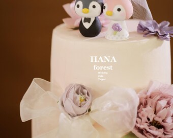 penguin wedding cake topper,bride and groom cake topper,love birds wedding cake topper,custom wedding cake topper,birthday cake topper