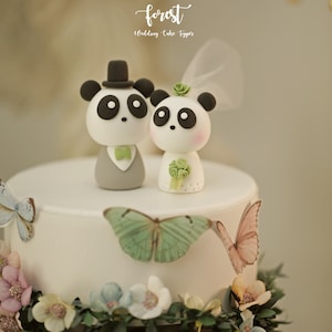 panda wedding cake topper,bride and groom cake topper,couple cake topper,custom wedding cake topper,birthday cake topper,anniversary topper