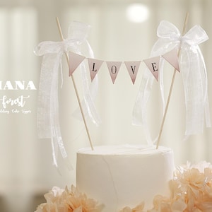 LOVE Wedding Cake Banner, Rustykalna ozdoba na tort weselny, Niestandardowe chorągiewki na tort, Spersonalizowana ozdoba na tort weselny, Girlanda na tort, ozdoba na deser