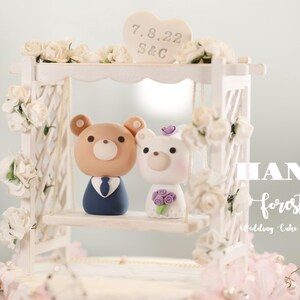 bear wedding cake topper,bride and groom cake topper,handmade couple cake topper,custom wedding cake topper,birthday cake topper,anniversary