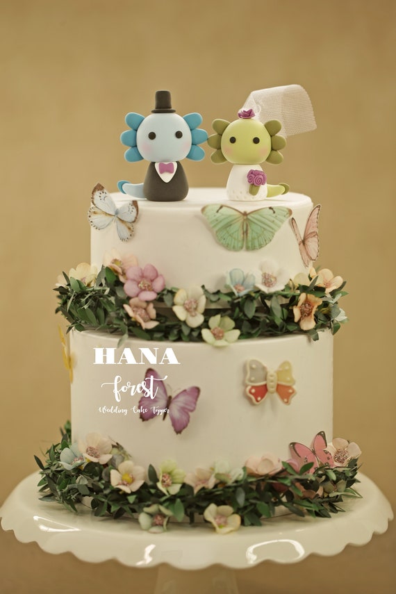 Axolotl Wedding Cake Topper,bride and Groom Cake Topper,handmade Couple  Cake Topper,custom Wedding Cake Topper,birthday Cake Topper 