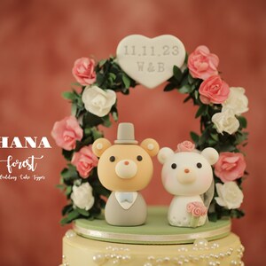 bear wedding cake topper,bride and groom cake topper,handmade couple cake topper,custom wedding cake topper,birthday cake topper,anniversary