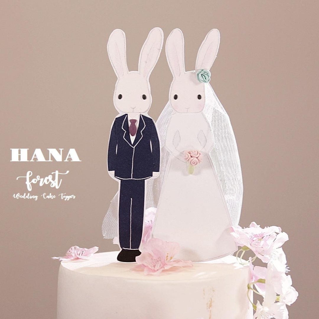 Wedding Toppers Rabbit Bunny Wedding Cake Topper,bride and Groom Cake Topper,rabbit Wedding ...
