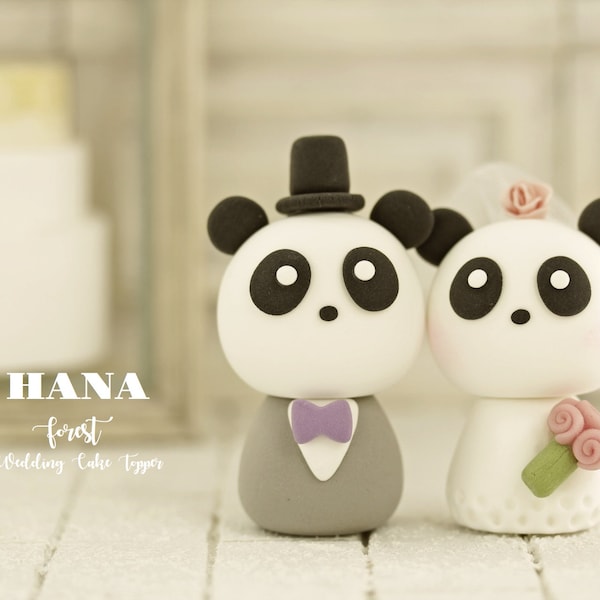 panda wedding cake topper,bride and groom cake topper,couple cake topper,custom wedding cake topper,birthday cake topper,anniversary topper