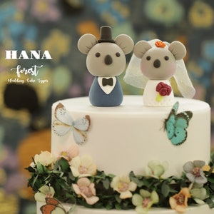 koala wedding cake topper,bride and groom cake topper,handmade couple cake topper,custom wedding cake topper,birthday cake topper