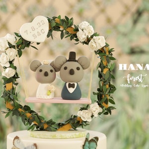 koala wedding cake topper,bride and groom cake topper,handmade couple cake topper,custom wedding cake topper,birthday cake topper