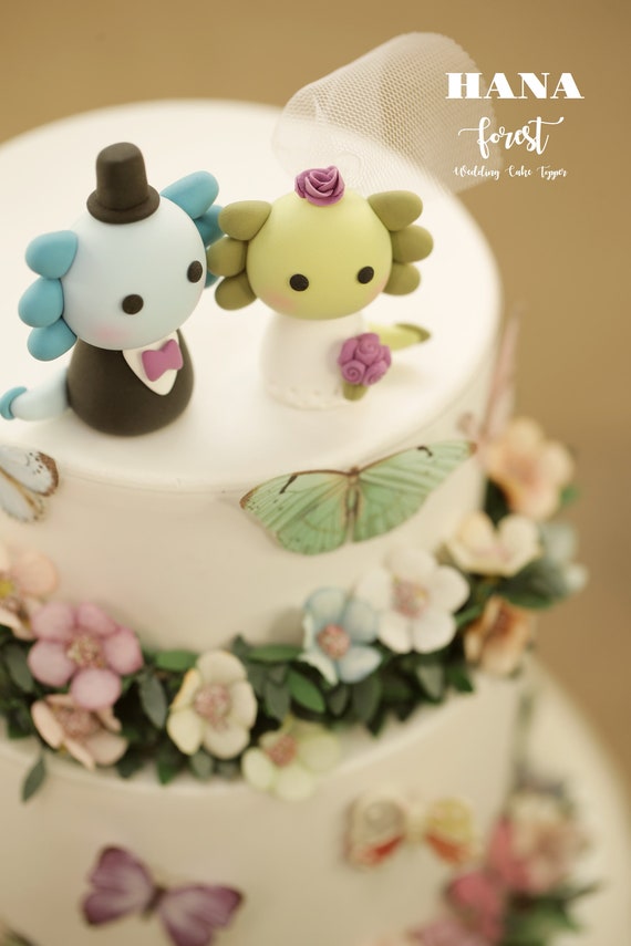 Axolotl Wedding Cake Topper,bride and Groom Cake Topper,handmade Couple Cake  Topper,custom Wedding Cake Topper,birthday Cake Topper 