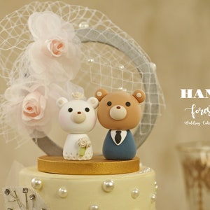 bear wedding cake topper,bride and groom cake topper,handmade couple cake topper,custom wedding cake topper,birthday cake topper,anniversary