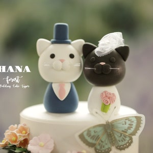 kitty wedding cake topper,bride and groom cake topper,handmade couple cake topper,cat wedding cake topper,birthday cake topper,anniversary