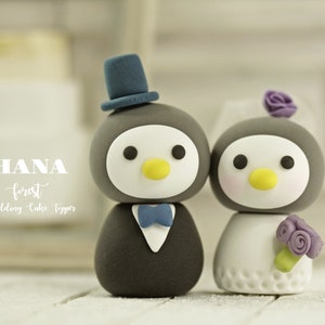 penguin wedding cake topper,bride and groom cake topper,love birds wedding cake topper,custom wedding cake topper,birthday cake topper
