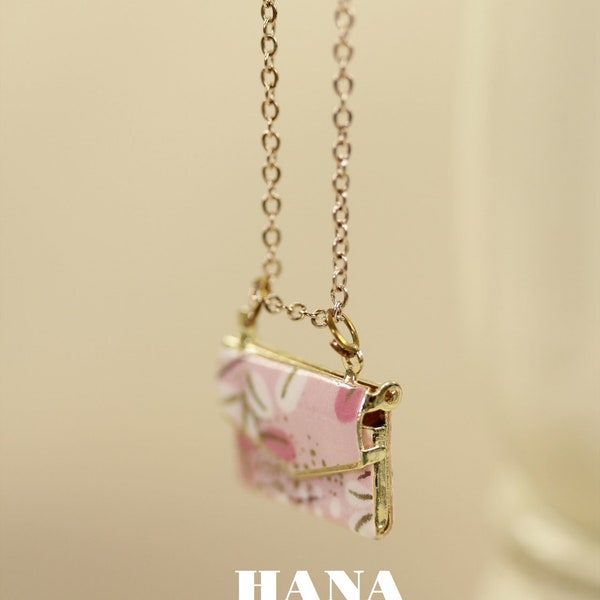 Collar de sobre chiyogami japonés, collar de carta de amor de sobre personalizado, regalo de San Valentín, regalo de novia para ella, regalo de cumpleaños, B125