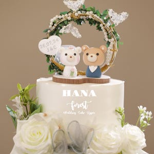 bear wedding cake topper,bride and groom cake topper,handmade couple cake topper,custom wedding cake topper,birthday cake topper,anniversary