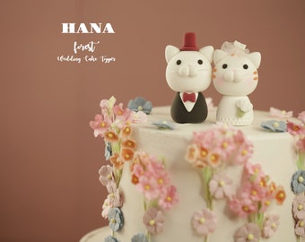 kitty wedding cake topper,bride and groom cake topper,handmade couple cake topper,cat wedding cake topper,birthday cake topper,anniversary