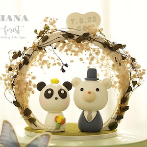 Panda und Bär Hochzeitstorte,Brautpaar Torten,Panda Eisbär Tortendeko,Kuchen Topper,Geburtstag Torte Topper