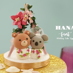 koala and bear wedding cake topper,bride and groom cake topper,handmade couple cake topper,custom wedding cake topper,birthday cake topper