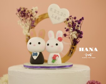 bunny wedding cake topper,bride and groom cake topper,rabbit wedding cake topper,custom wedding cake topper,birthday cake topper,anniversary