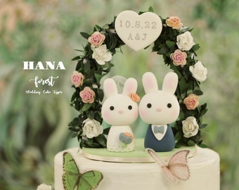 bunny wedding cake topper,bride and groom cake topper,rabbit wedding cake topper,custom wedding cake topper,birthday cake topper,anniversary