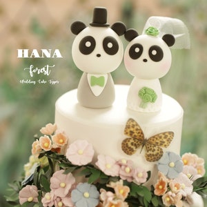 panda wedding cake topper,bride and groom cake topper,couple cake topper,custom wedding cake topper,birthday cake topper,anniversary topper