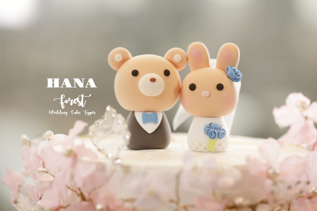 Wedding Toppers Rabbit Bunny and Bear Wedding Cake Topper,bride and Groom Cake Topper,rabbit ...