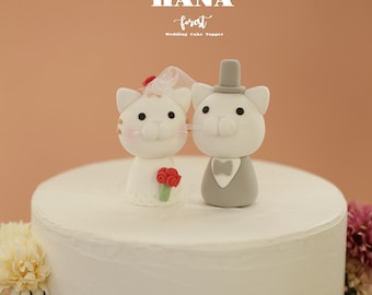 kitty wedding cake topper,bride and groom cake topper,handmade couple cake topper,cat wedding cake topper,birthday cake topper,anniversary