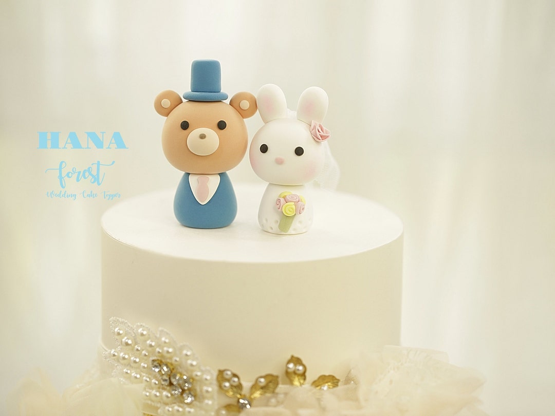 Wedding Toppers Rabbit Bunny and Bear Wedding Cake Topper,bride and Groom Cake Topper,rabbit ...