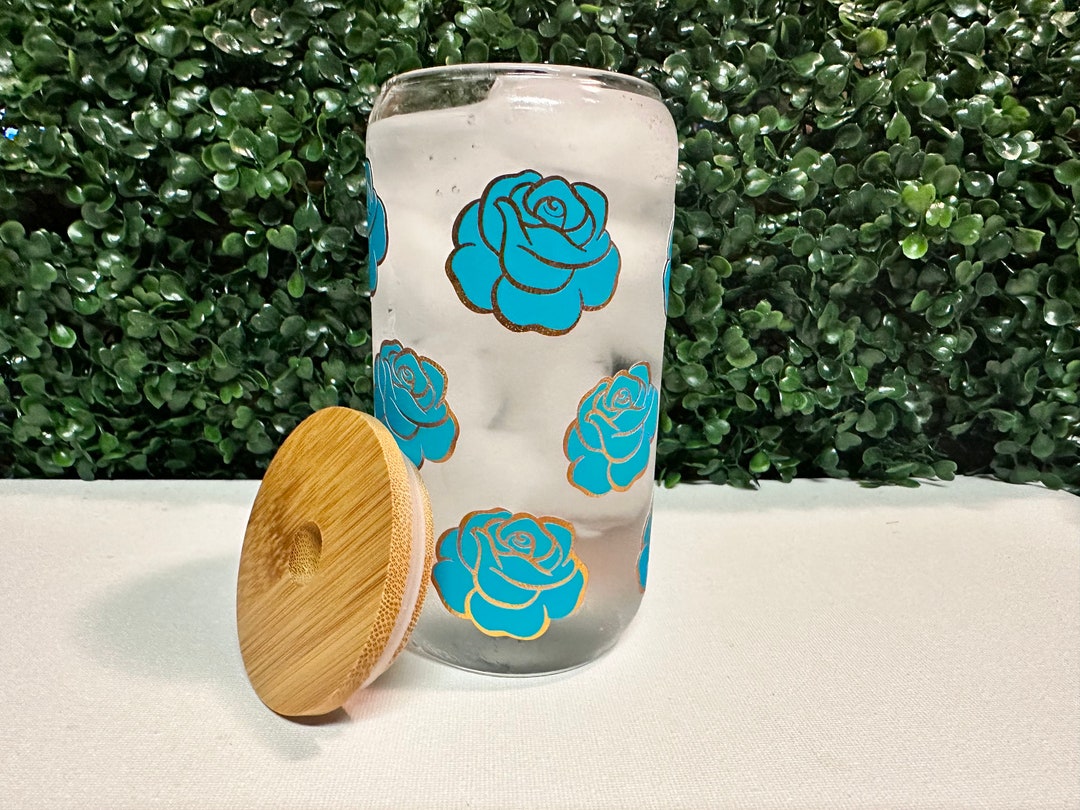 Color Changing, Glass Cup With Bamboo Lid & Straw, 16 Oz Beer Can Glass