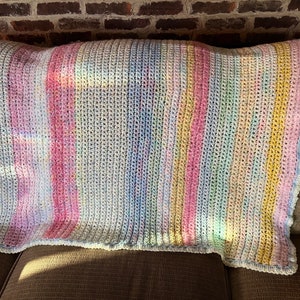 Unisex Colorful Baby Blanket, soft and vibrant - handmade crochet 36 inches by 32 inches