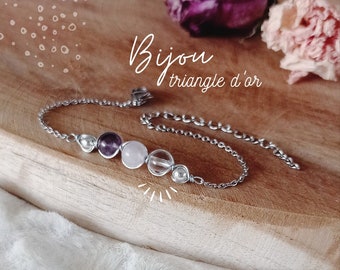 Bracelet Golden Triangle lithotherapy. Artisanal creation in energetic natural stone
