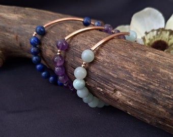 Boho bracelet ''HARMONY'' in Amethyst. Natural energy stone beneficial for | meditation Lithotherapy. Handmade creation