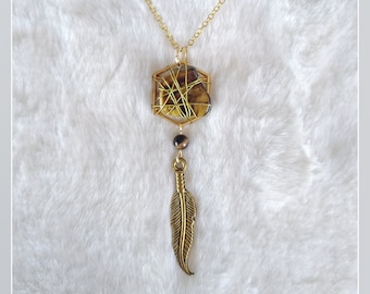 Unique necklace "Protection" with its natural stone Tiger Eye energy | Lithotherapy. Handmade creation made in France