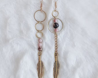 Love - RAVEN earrings in natural stone -your choice. Handmade jewelry| energetic. Lithotherapy