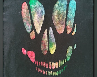 T-shirt M ''Skull Color'' woman 100% handmade to paint. Unique creation