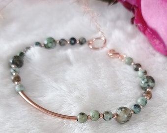 Bracelet ''Evolution'' in natural energy stone TURQUOISE D'AFRIQUE. Unique handmade creation made in France