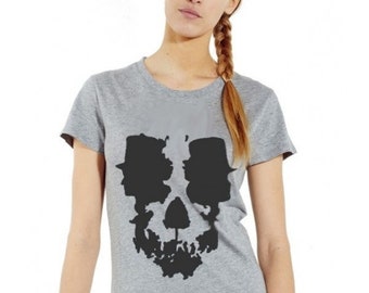Skull Women's T-shirt - 100% handmade with paint