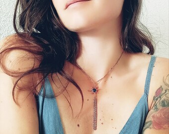SUN ''good mood'' necklace in LAPIS LAZULI natural pearls | unique creation Lithotherapy