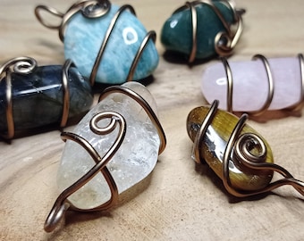 WILO natural stone pendant to choose. Handmade Wire Wrapping| Energy stone