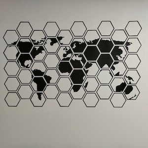 Déco murale carte du monde, Déco Map Monde à assembler hexagone, Pays du monde , impression 3D