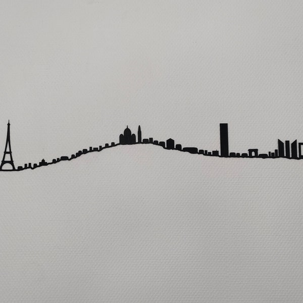 Silhouette ville de Paris, Skyline Paris, Décoration murale ville de Paris, France , impression 3D