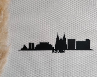 Silhouette ville de Rouen, Skyline Rouen, Décoration murale ville Rouen, Skyline Normandie France à accrocher , impression 3D