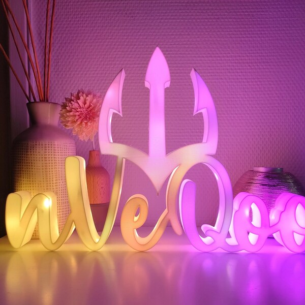 Prénom/Logo lumineux multicolore Bluetooth pour décoration, Décoration chambre, bureau , impression 3D