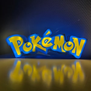 Logo Pokémon lumineux déco à poser, Cadeau enfant, Collection Pokémon, Pikachu